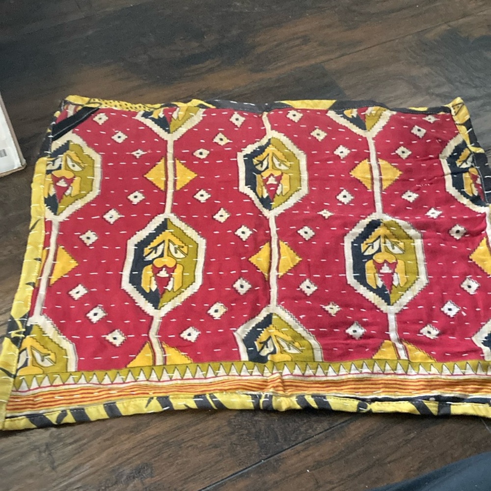 Vintage Red and Yellow Patterned Fabric